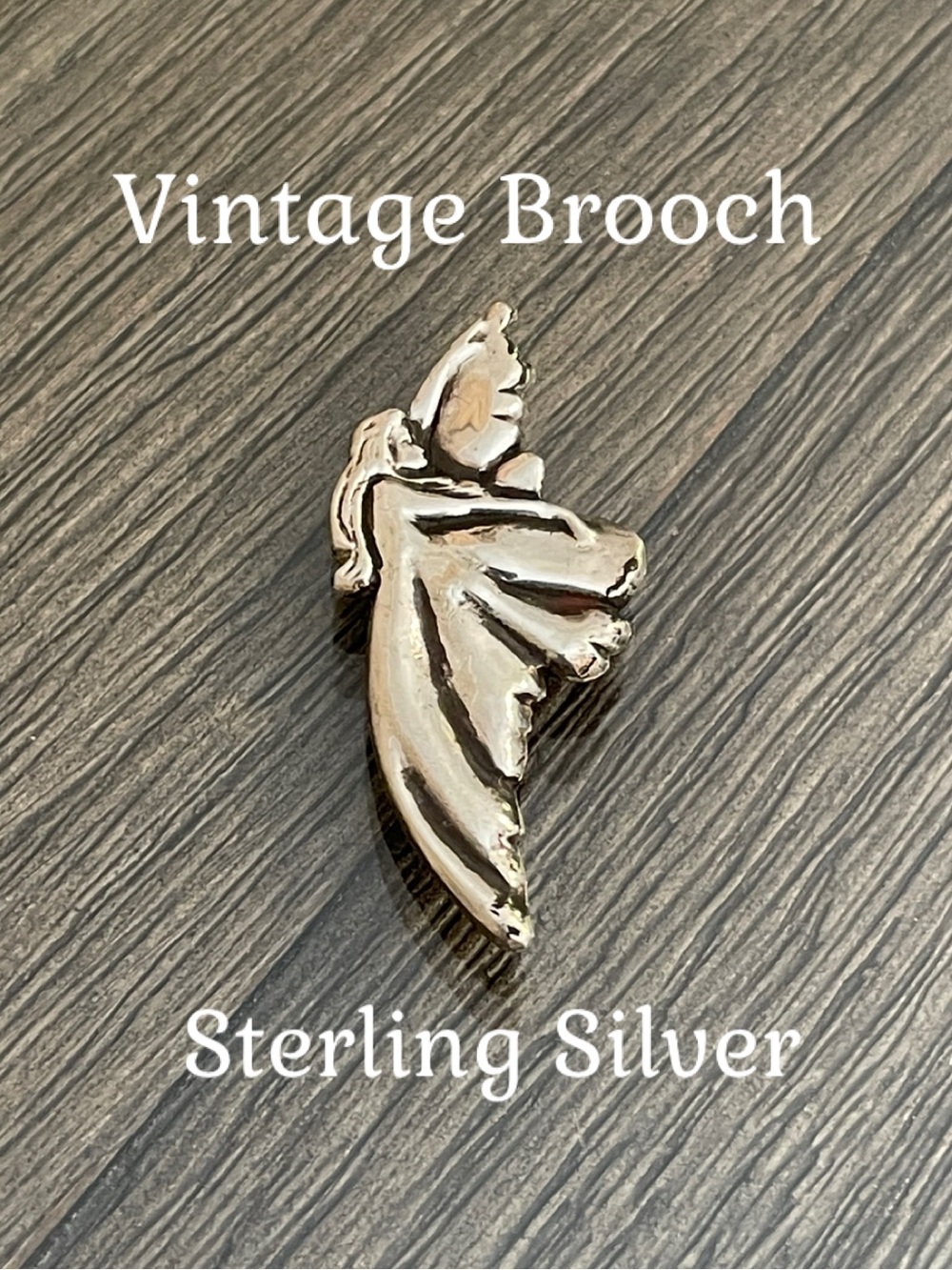 Vintage Sterling Silver Fairy Pin Marked Sterling JD 00 Art Nouveau Style Signed